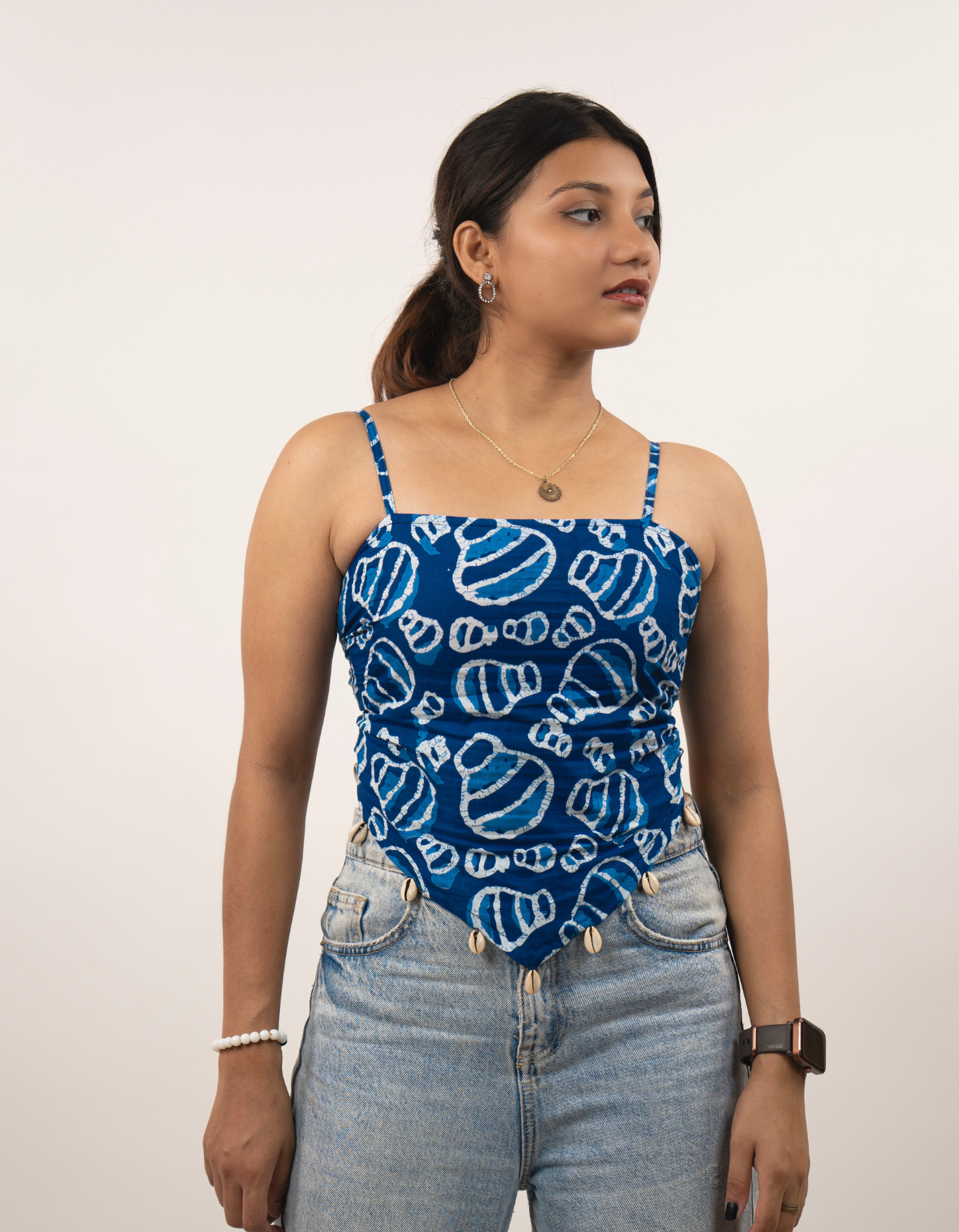 Bae N Bruh - Cotton Hankie Hand-Blocked Bagru Printed Crop Top