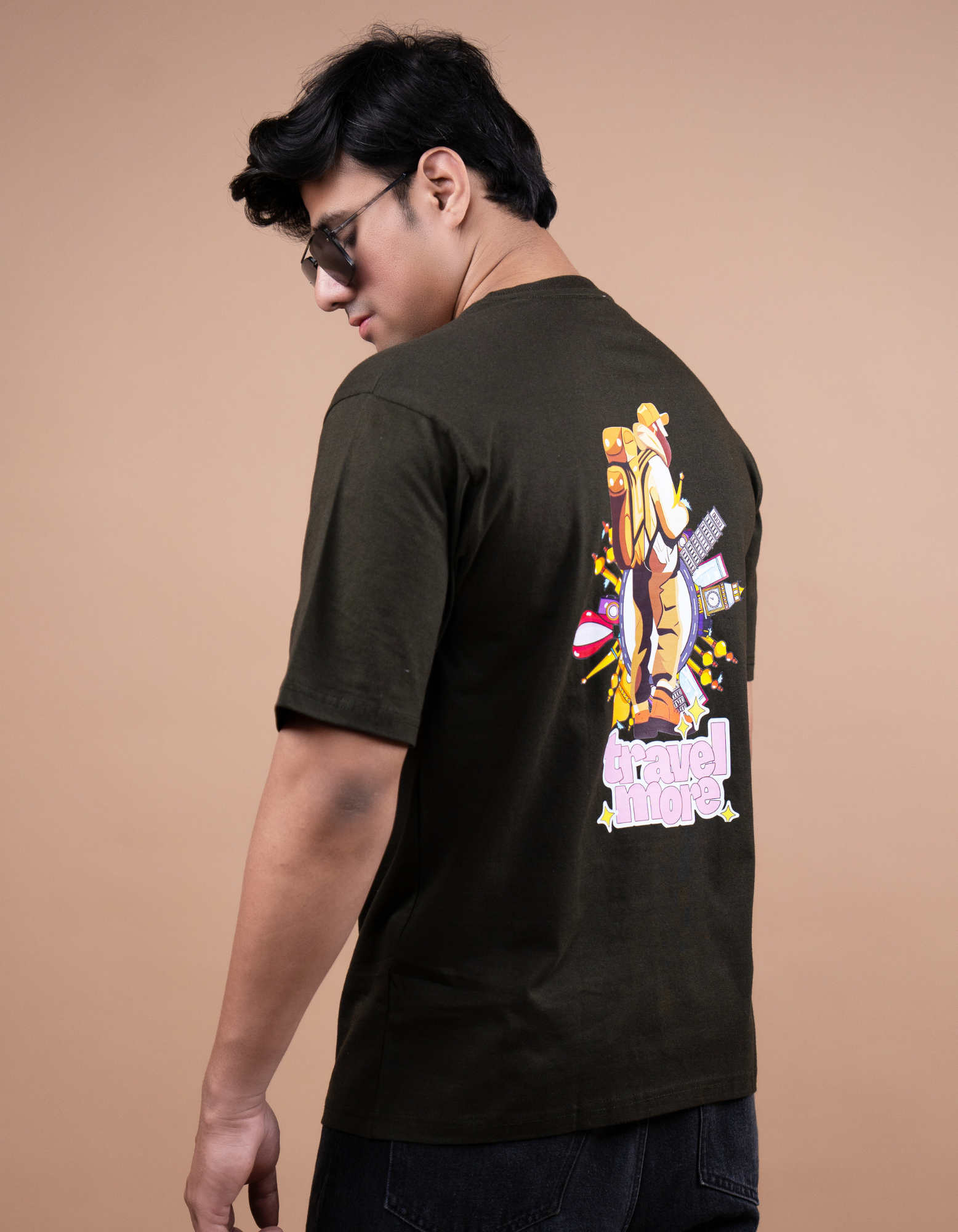 Travel more Graphic Printed Men’s Oversized T-shirt left pose