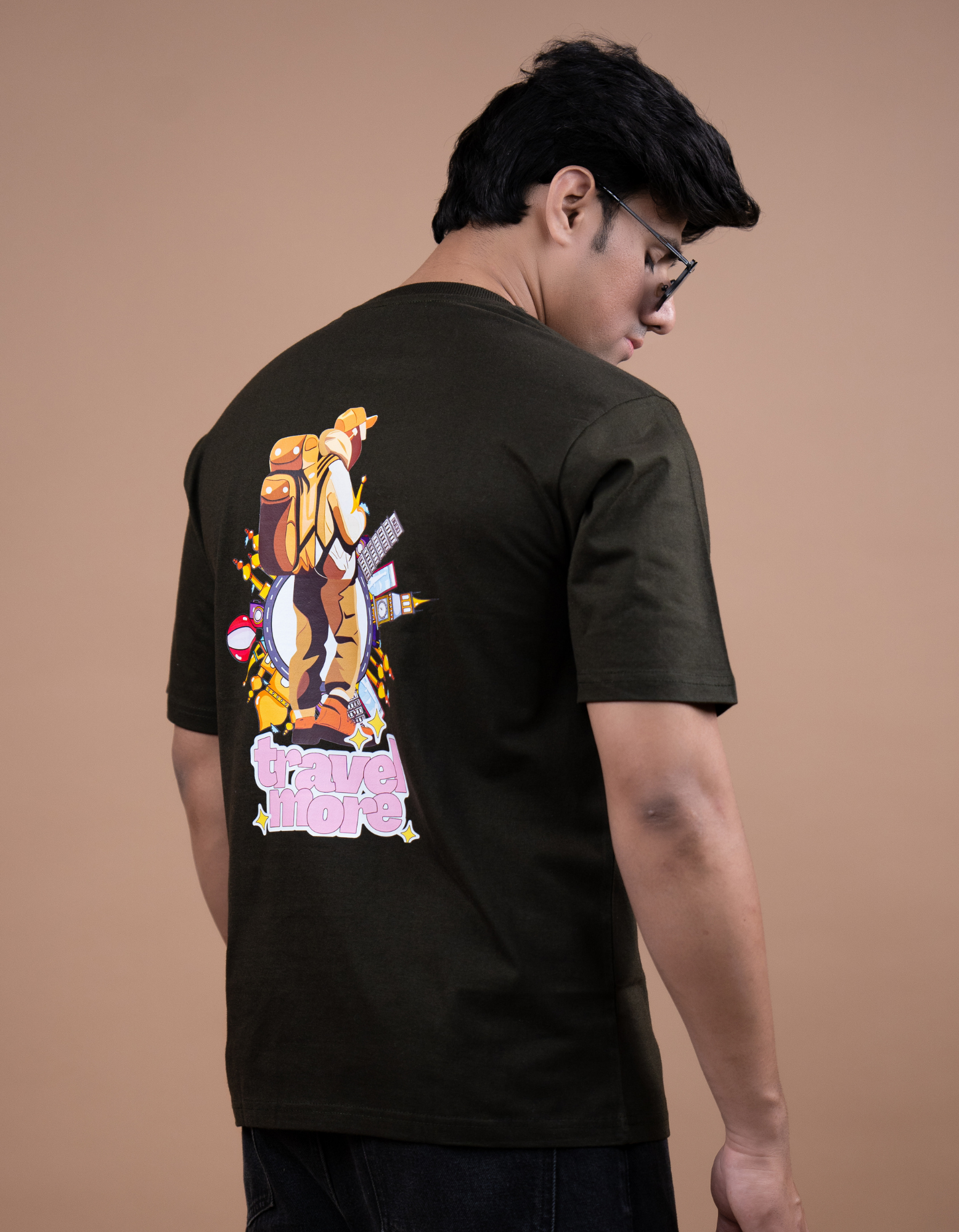 Travel more Graphic Printed Men’s Oversized T-shirt right pose