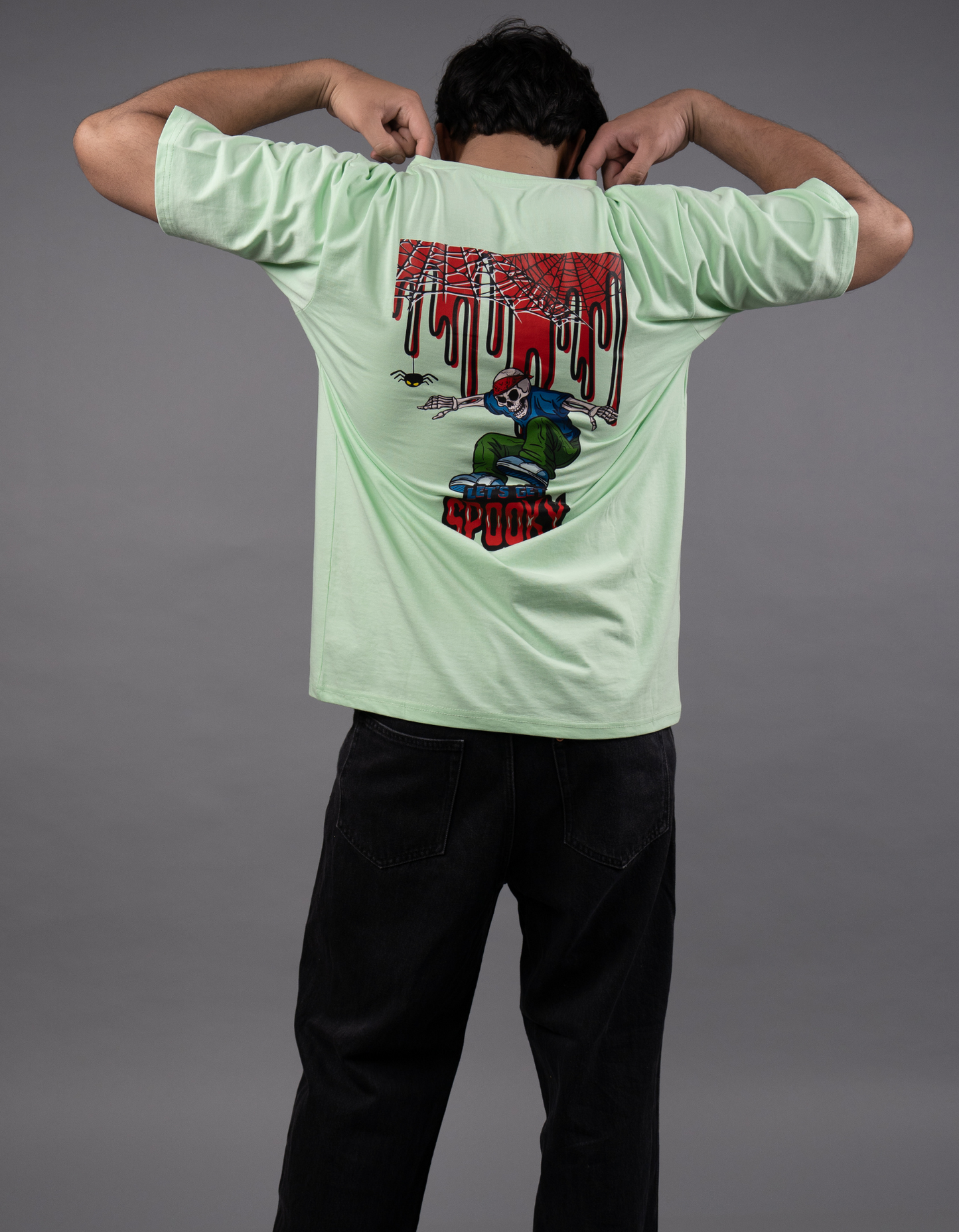 Spooky Graphic Printed Men’s Oversized T-shirt back view