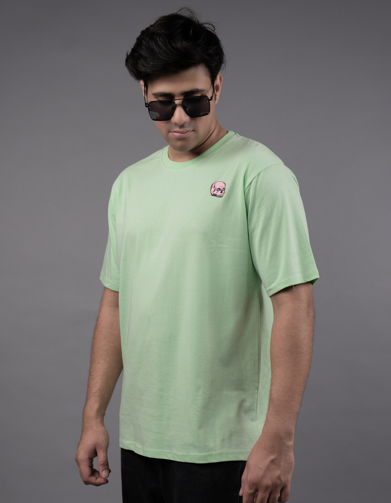 Spooky Graphic Printed Men’s Oversized T-shirt front