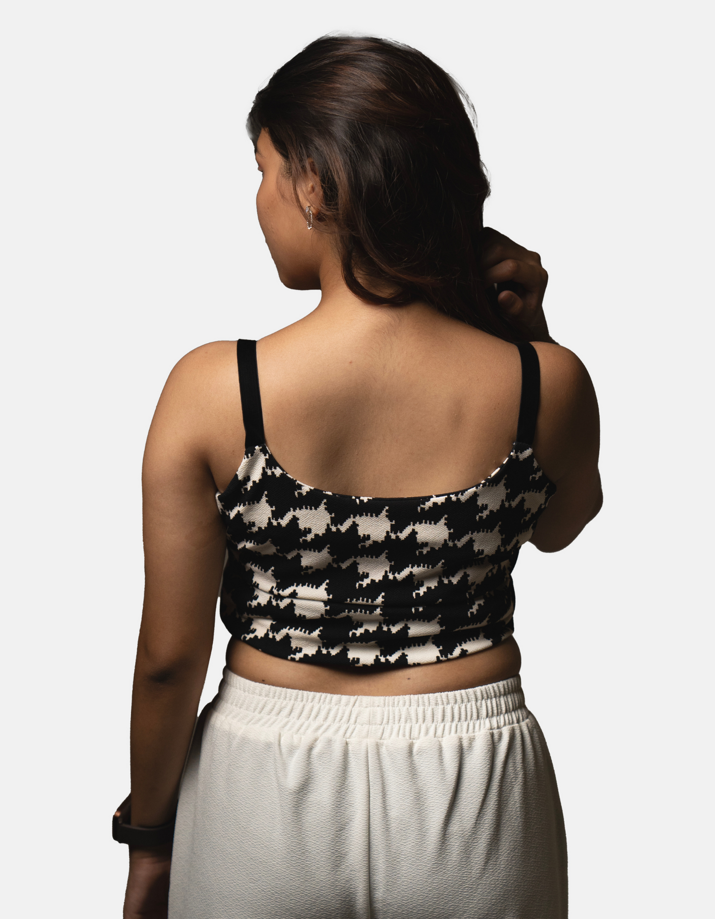 Bae N Bruh - Bow-tiful Midriff Crop Top (B&W) back view