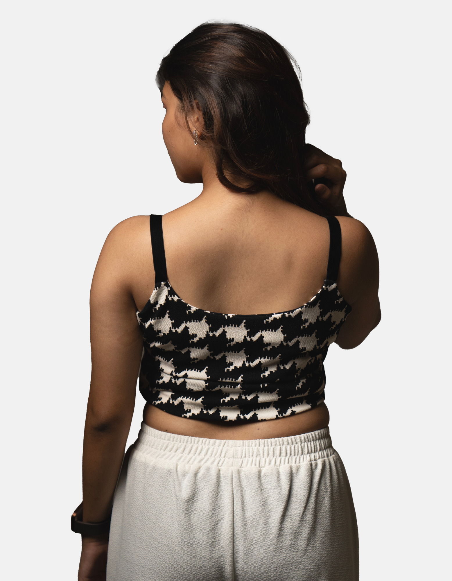 Bae N Bruh - Bow-tiful Midriff Crop Top (B&W) back view