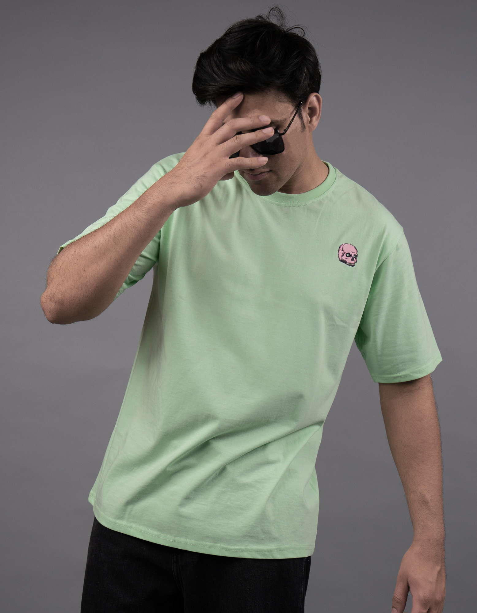 Spooky Graphic Printed Men’s Oversized T-shirt side front