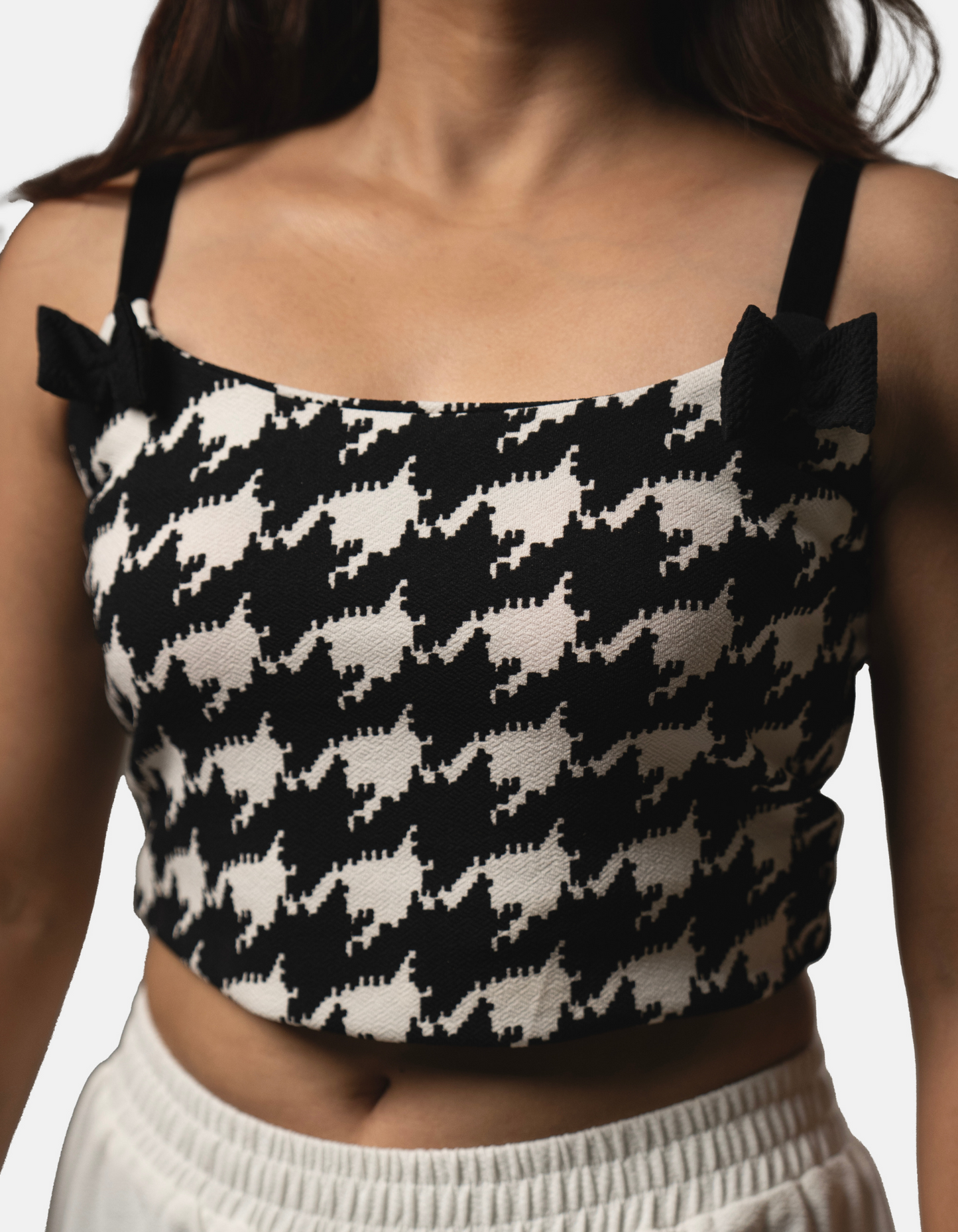 Bae N Bruh - Bow-tiful Midriff Crop Top (B&W)