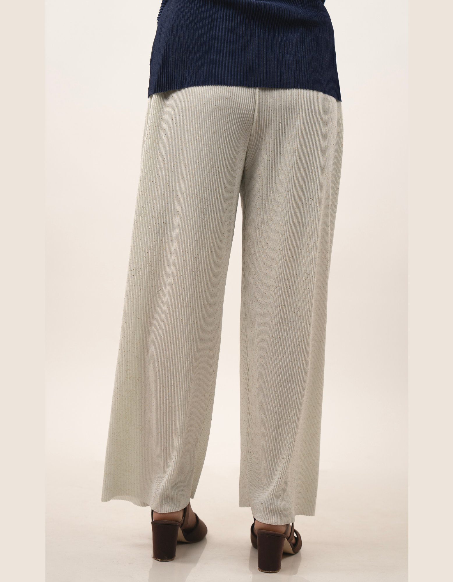 Bae N Bruh - Navy Blue Belted Top & Shimmer Trouser Co-Ord Set back view