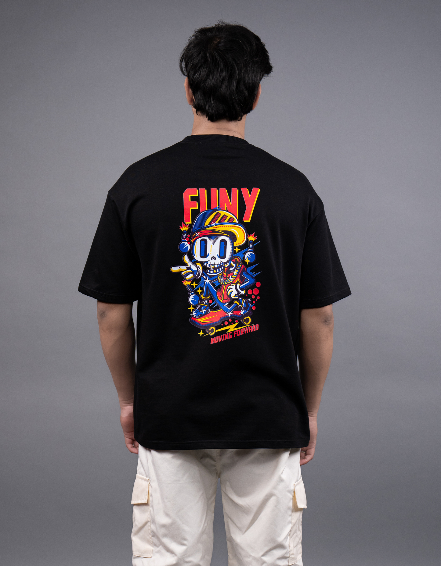 Dancing Skull Graphic Printed Men’s Oversized T-shirt back view