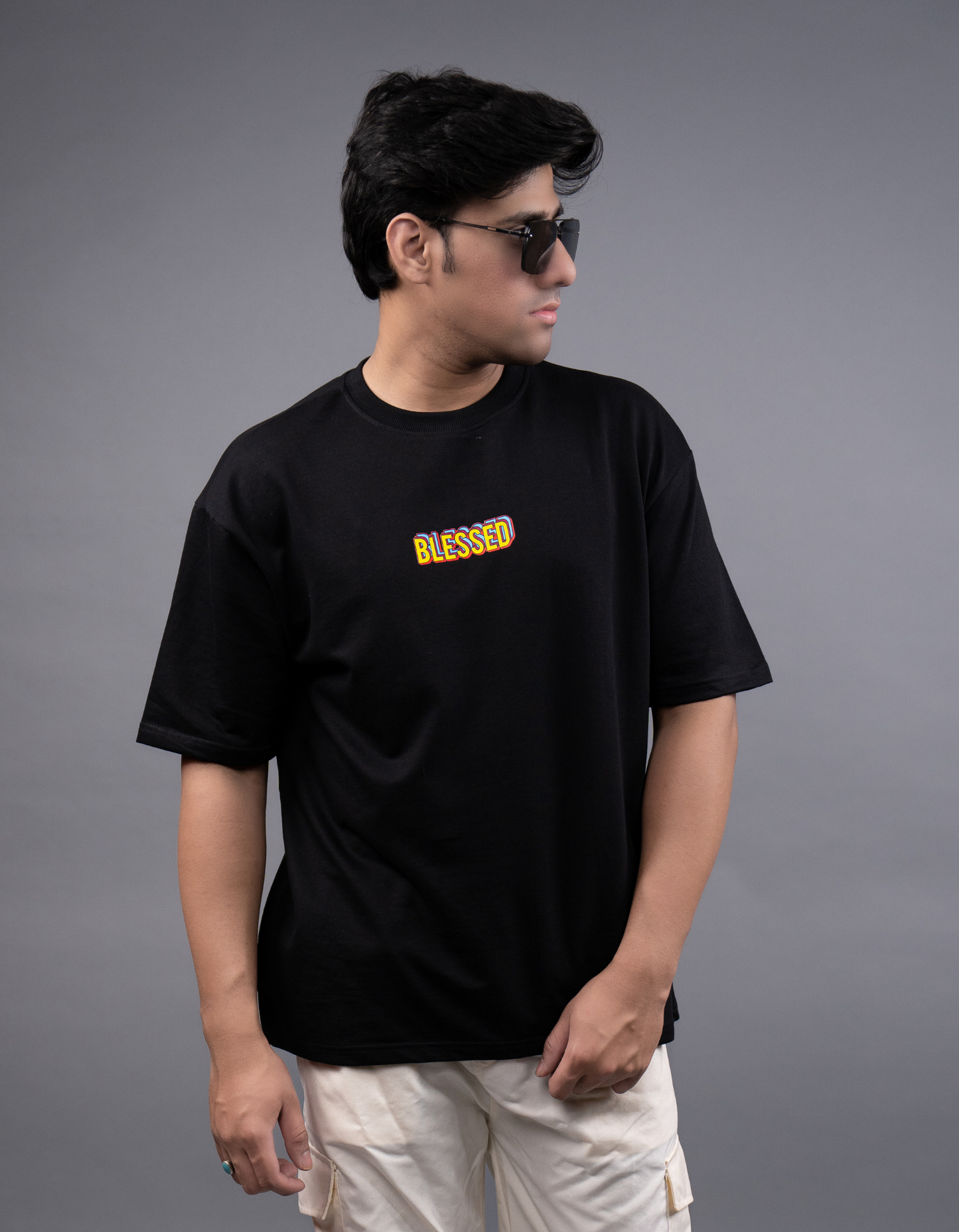 Dancing Skull Graphic Printed Men’s Oversized T-shirt front view