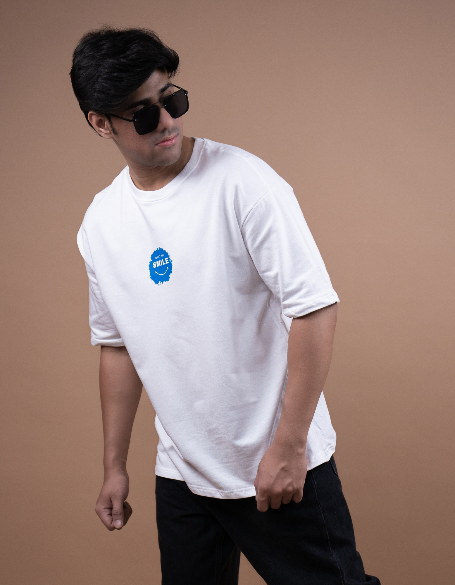 Abstract Typography Oversized T-shirt front view