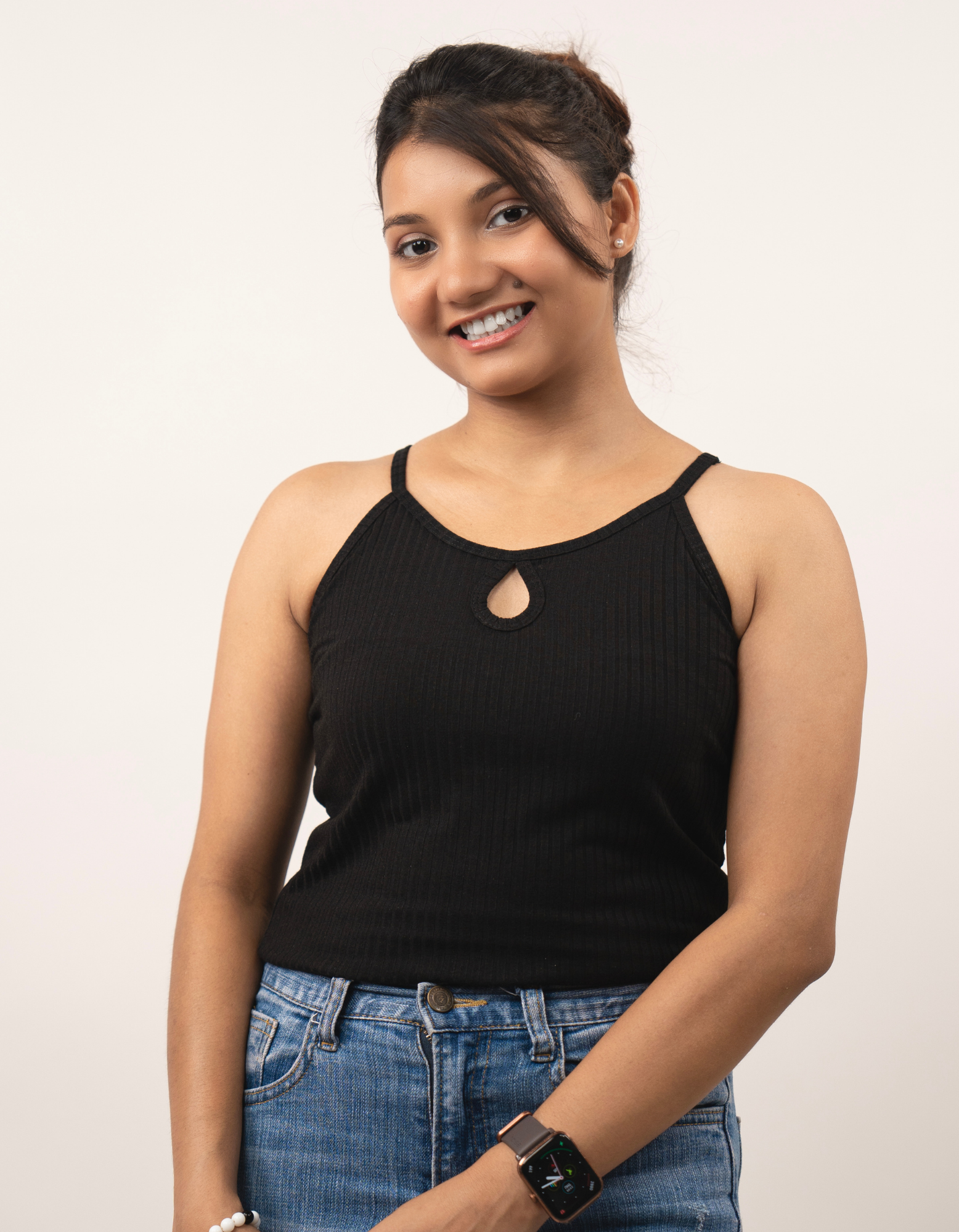 Bae N Bruh - Sneaky Peek-a-Boo Ribbed Crop Top (Black) Styling