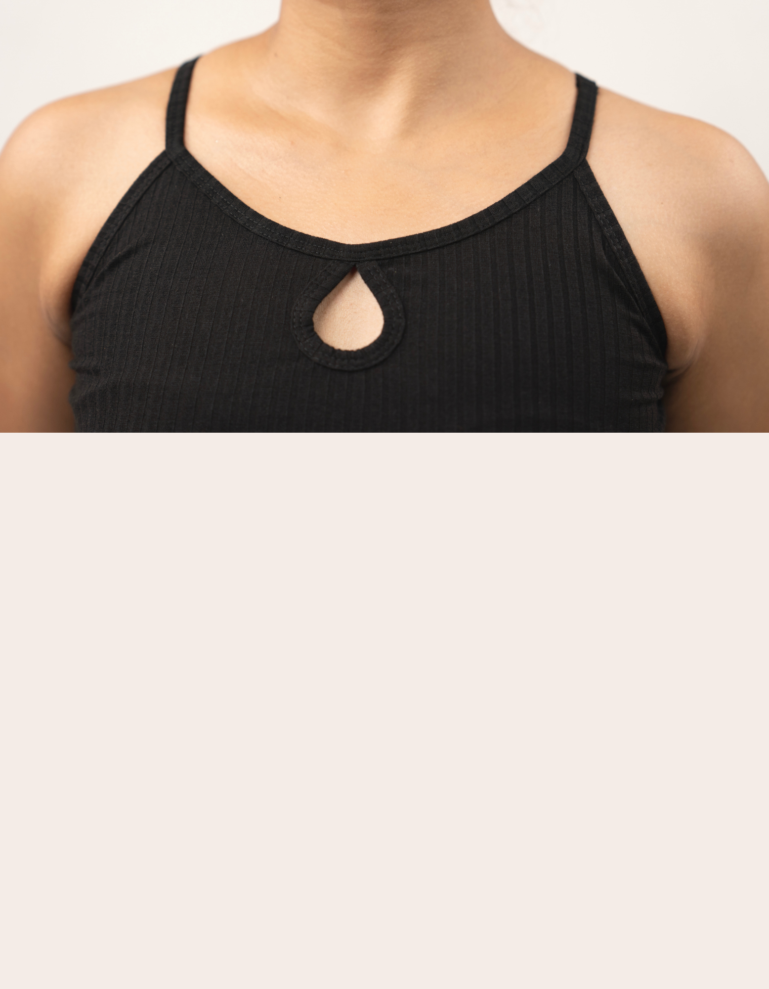 Bae N Bruh - Sneaky Peek-a-Boo Ribbed Crop Top (Black) fabric