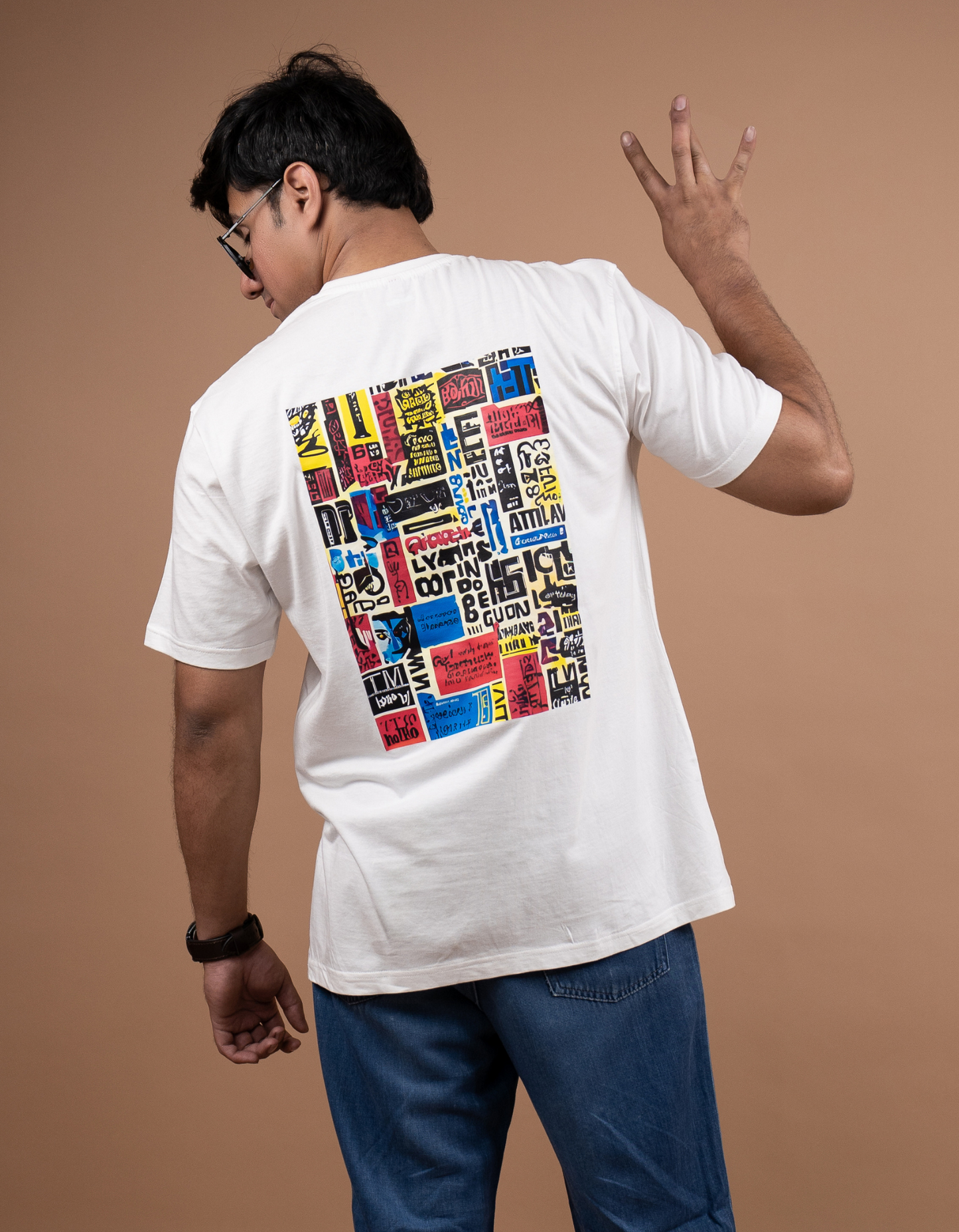 Abstract Typography Oversized T-shirt back view