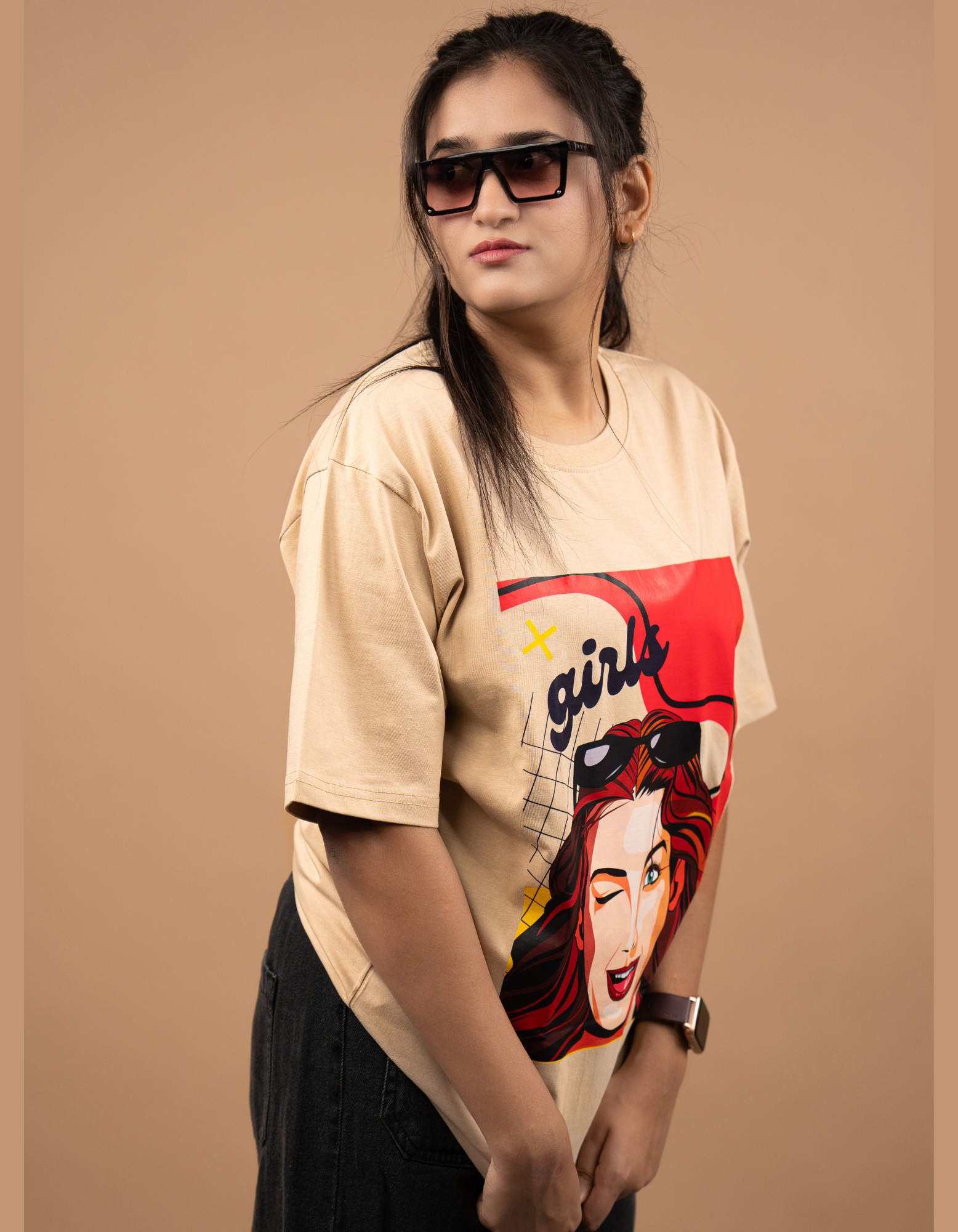 Slaying Girl Oversized T-shirt side pose