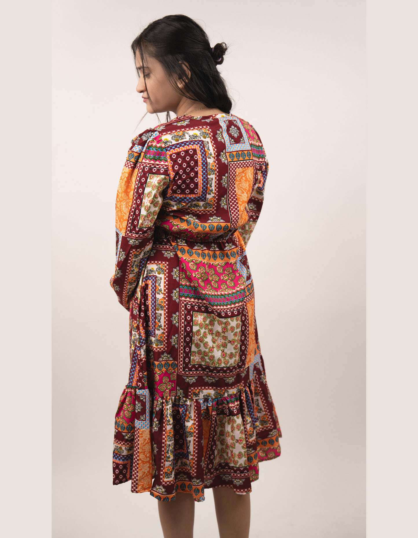 Bae N Bruh - Peppy Boho Peplum Extravaganza Dress back view