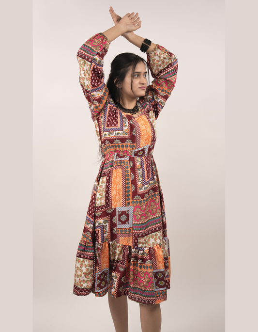 Bae N Bruh - Peppy Boho Peplum Extravaganza Dress