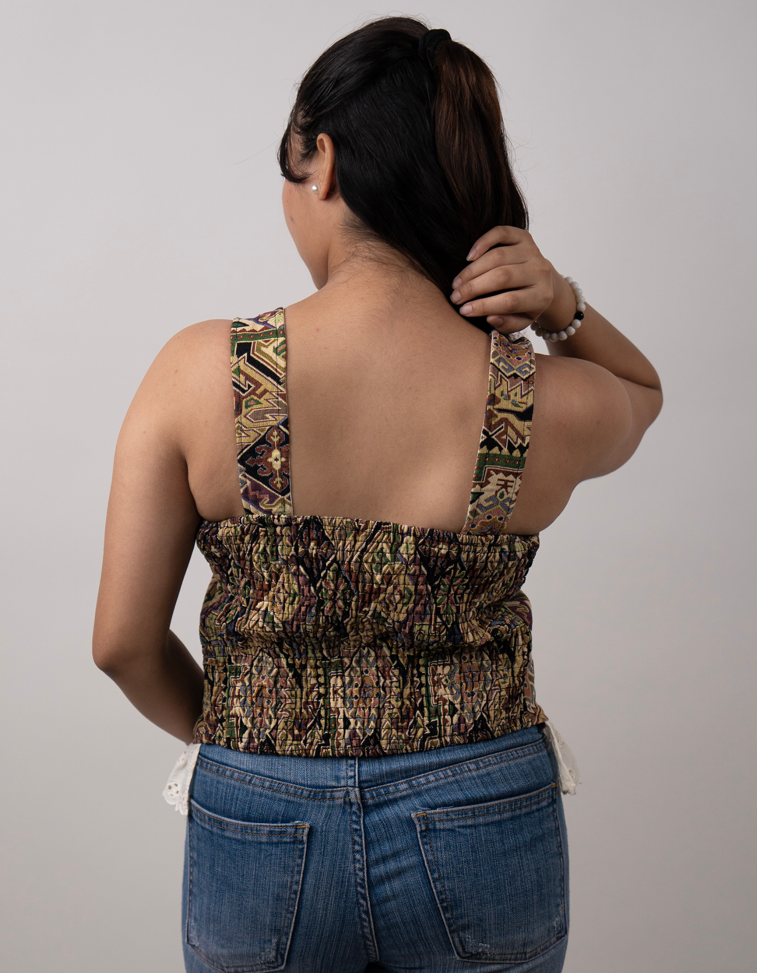 Bae N Bruh - Bohemian Block Print Cowgirl Top back view