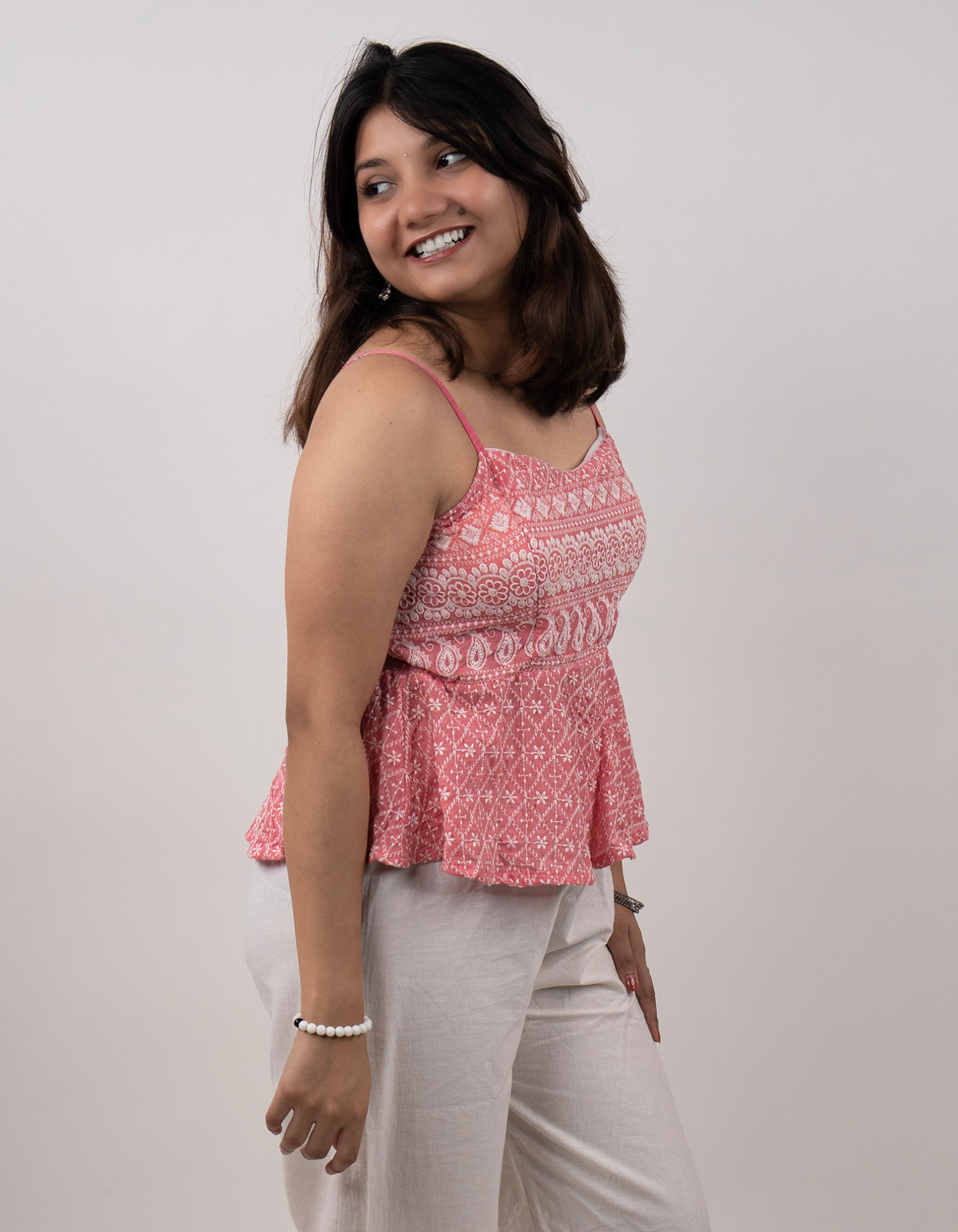 Bae N Bruh - Peach Blossom Embroidery Crop Top right view