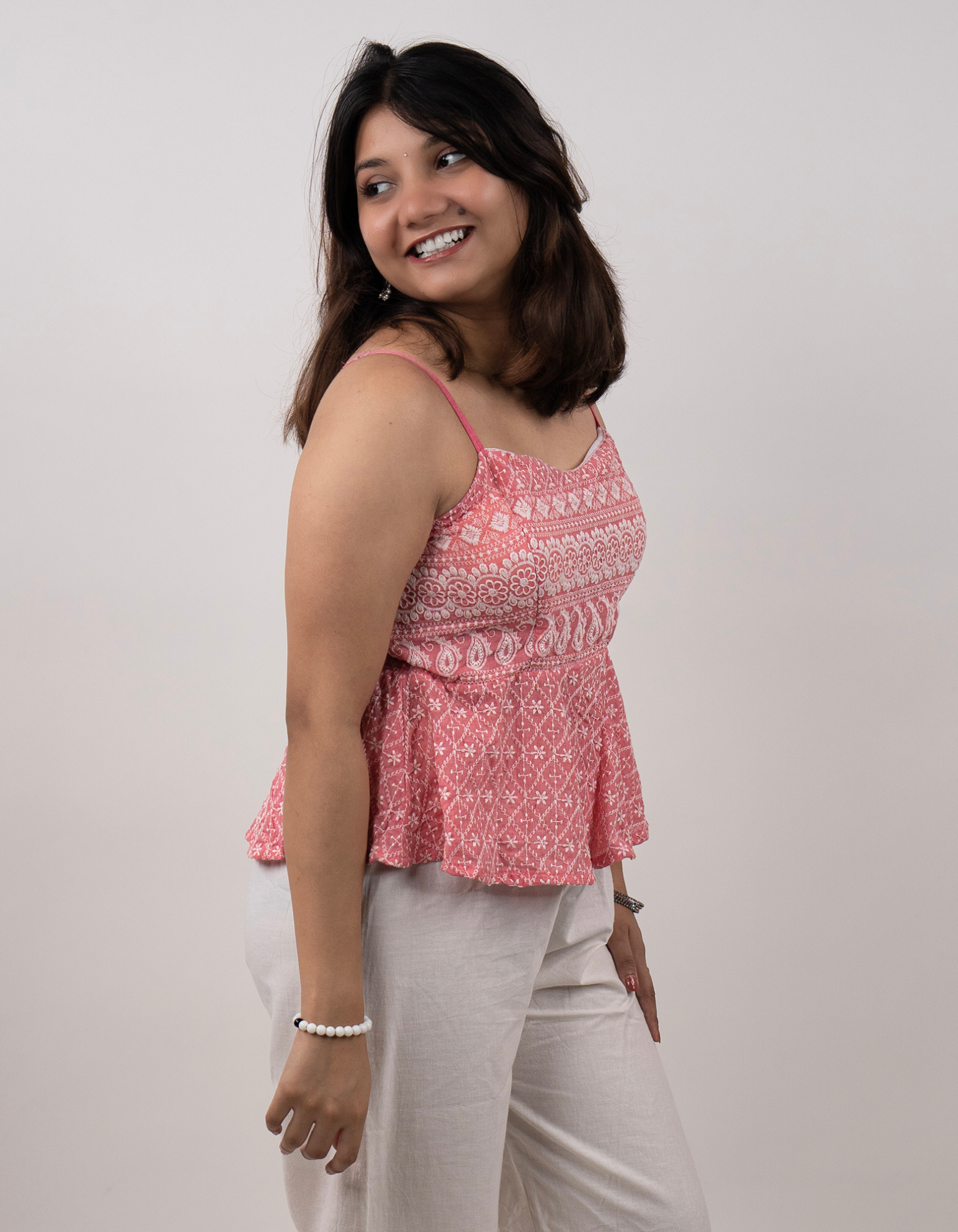 Bae N Bruh - Peach Blossom Embroidery Crop Top right view