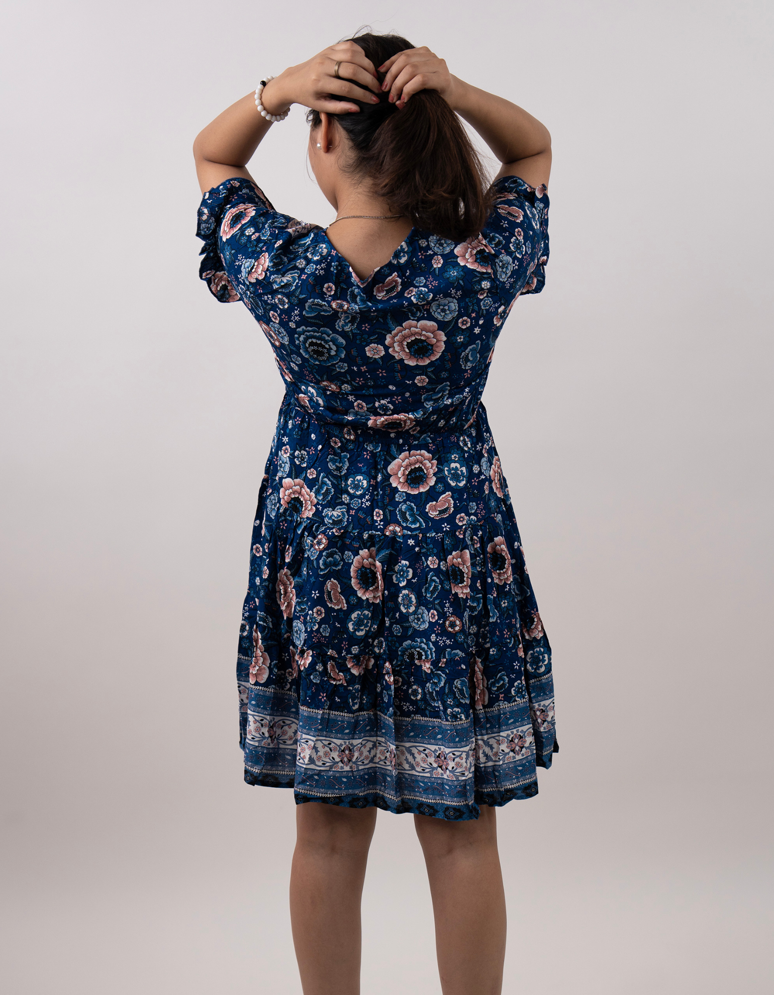 Bae N Bruh - Twilight Blossom Knee Length Flare Maxi Dress back view