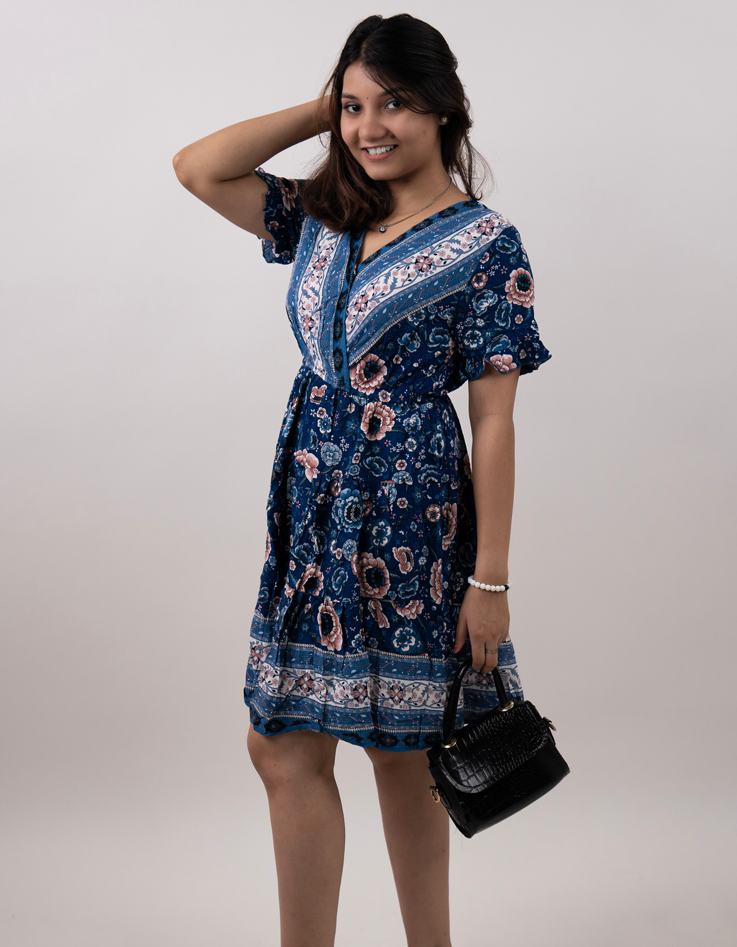 Bae N Bruh - Twilight Blossom Knee Length Flare Maxi Dress left view