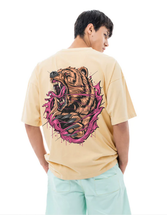 Roaring Tiger Graphic Printed Men’s Oversized T-shirt back view