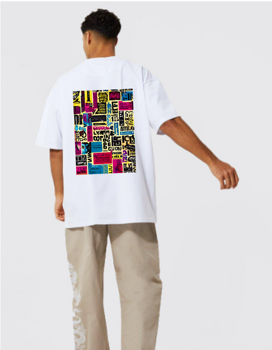 Abstract Typography Oversized T-shirt back view