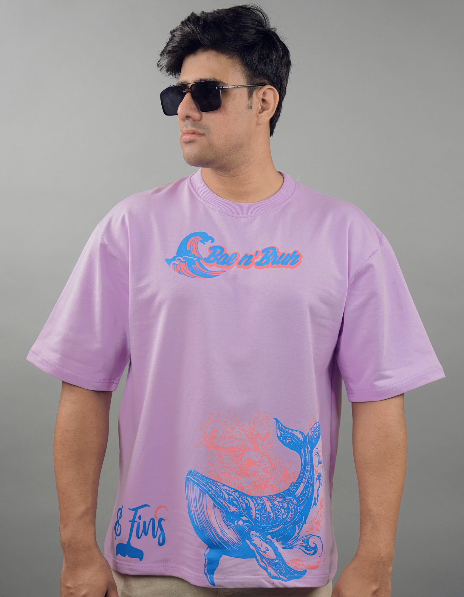 Bae N Bruh - Ink & Fins Oversized T-shirt Model front