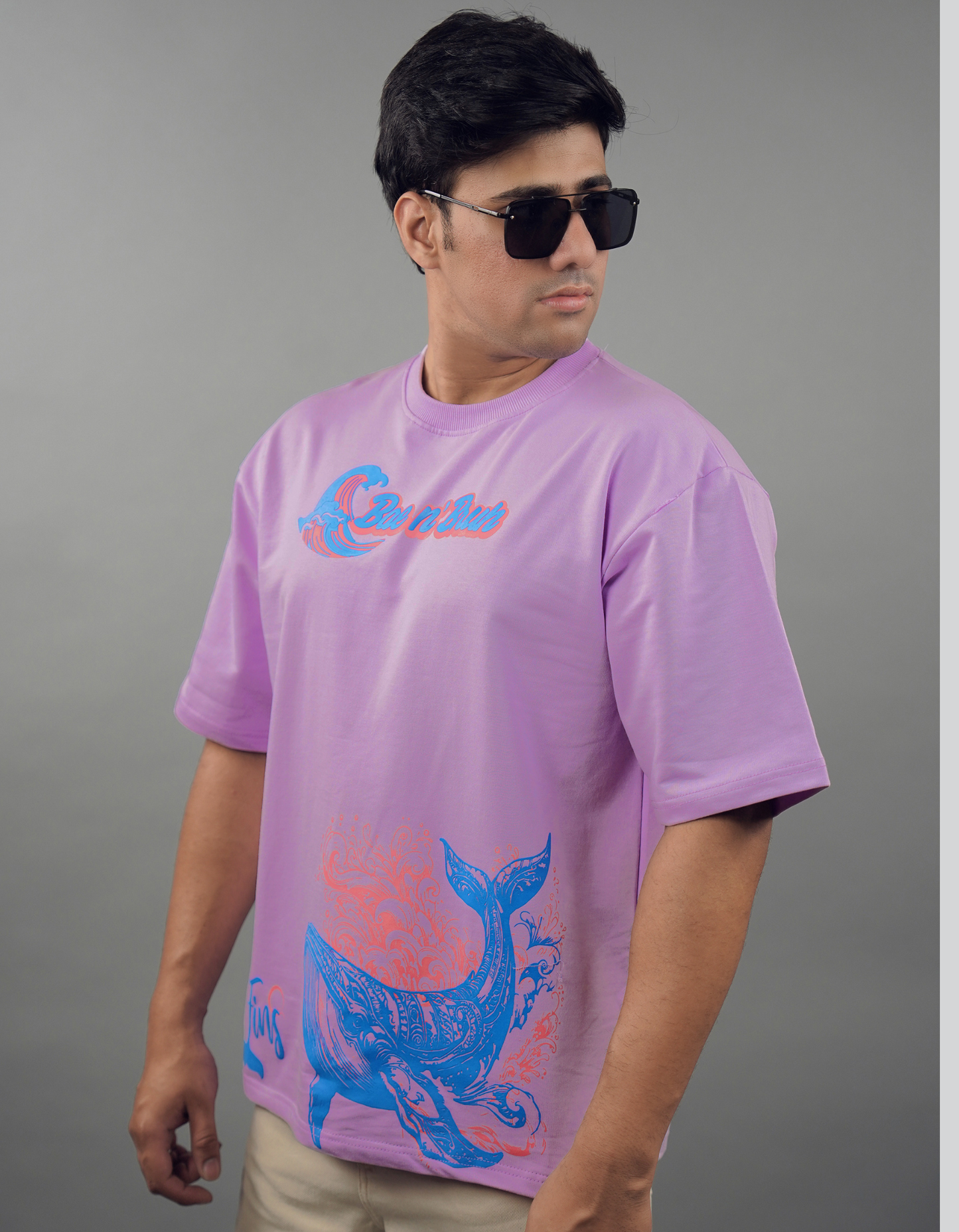 Bae N Bruh - Ink & Fins Oversized T-shirt Model side