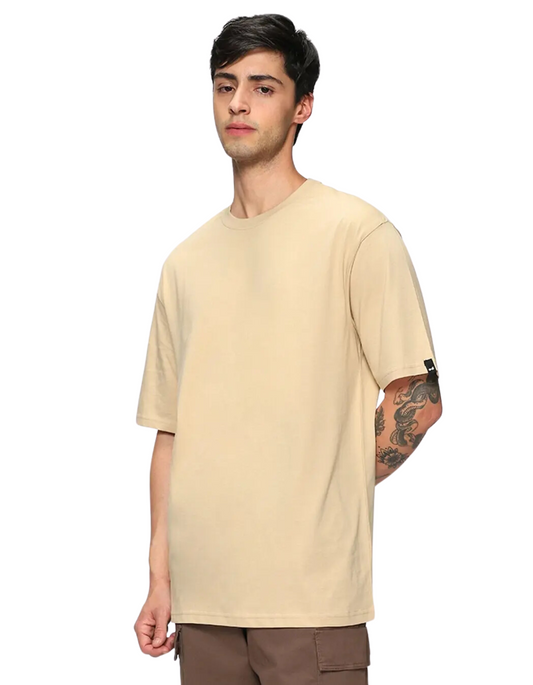 Solid Beige – Men’s Plain Oversized T-shirt