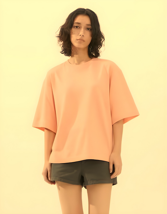 Solid Peach – Women’s Plain Oversized T-shirt