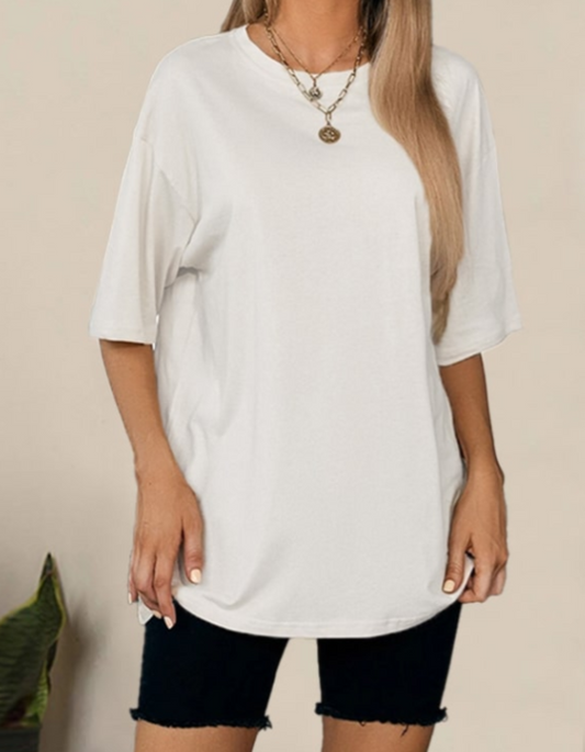 Solid White – Women’s Plain Oversized T-shirt